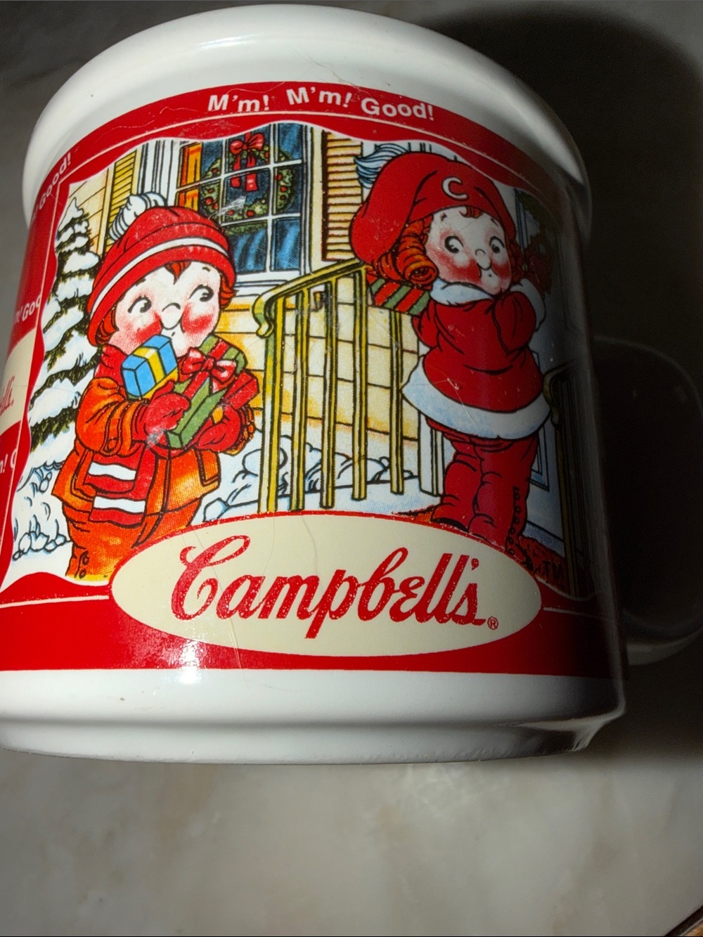 Campbell’s Red Holiday Ceramic Mug with Vintage Illustration